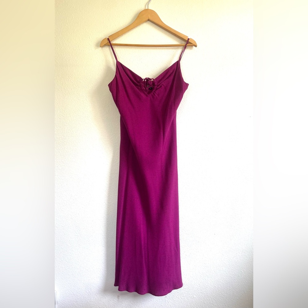 Floral pink slip dress with cute tie keyhole, size 8, fully lined